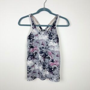 Lululemon Crossback Floral Moody Mirage Rose Tank Top Built-In Bra Size 6